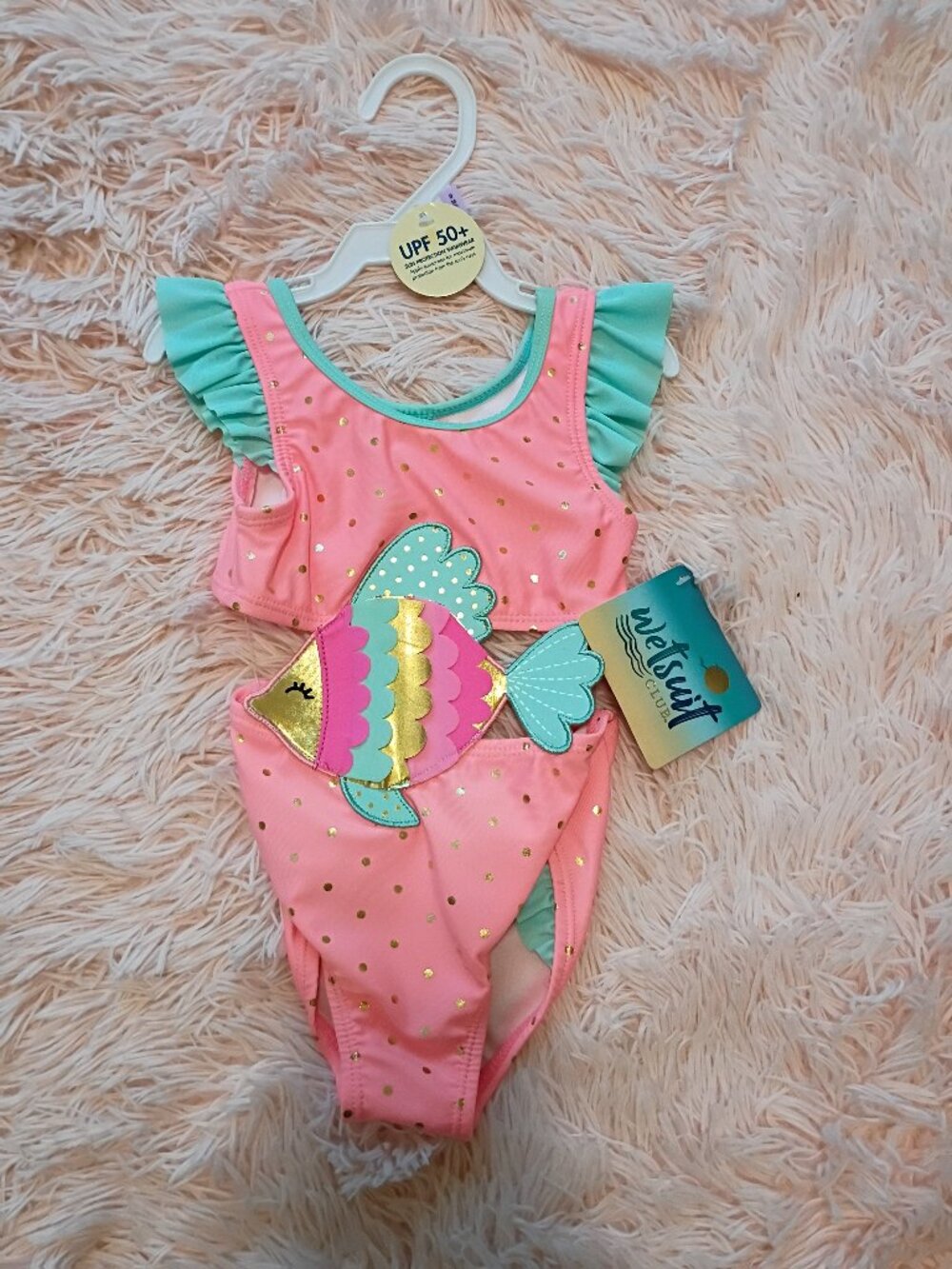 wetsuit club Baby Girl Swimsuit Beach Bathing Suit one piece ruffle 9M NEW
